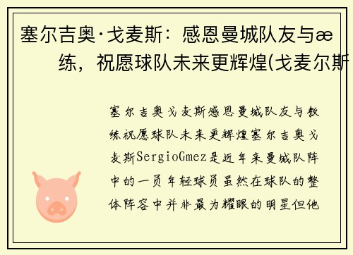 塞尔吉奥·戈麦斯:感恩曼城队友与教练,祝愿球队未来更辉煌(戈麦尔斯基)
